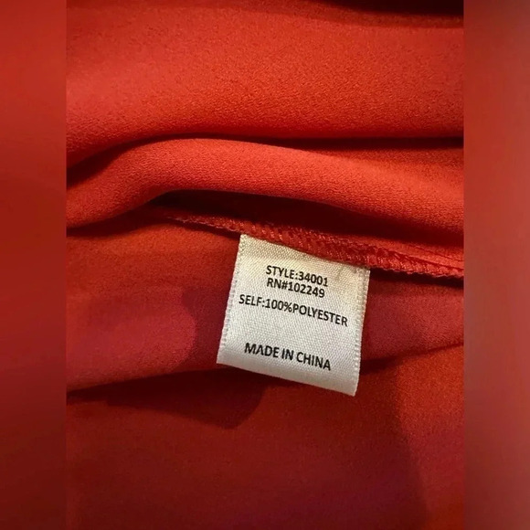 Skies are blue red orange 3/4 sleeve blouse size S - Picture 6 of 7